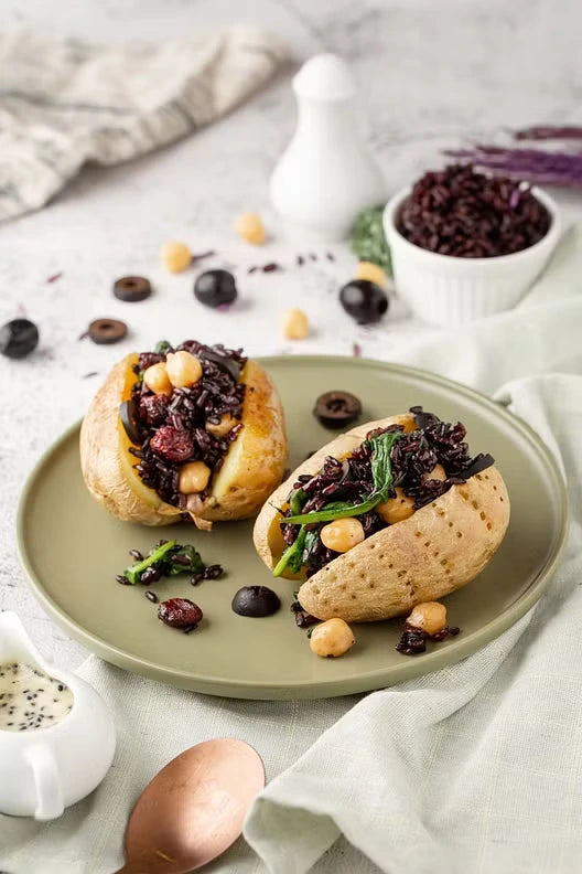 Baked Potatoes With Ready-to-eat Jasberry Rice