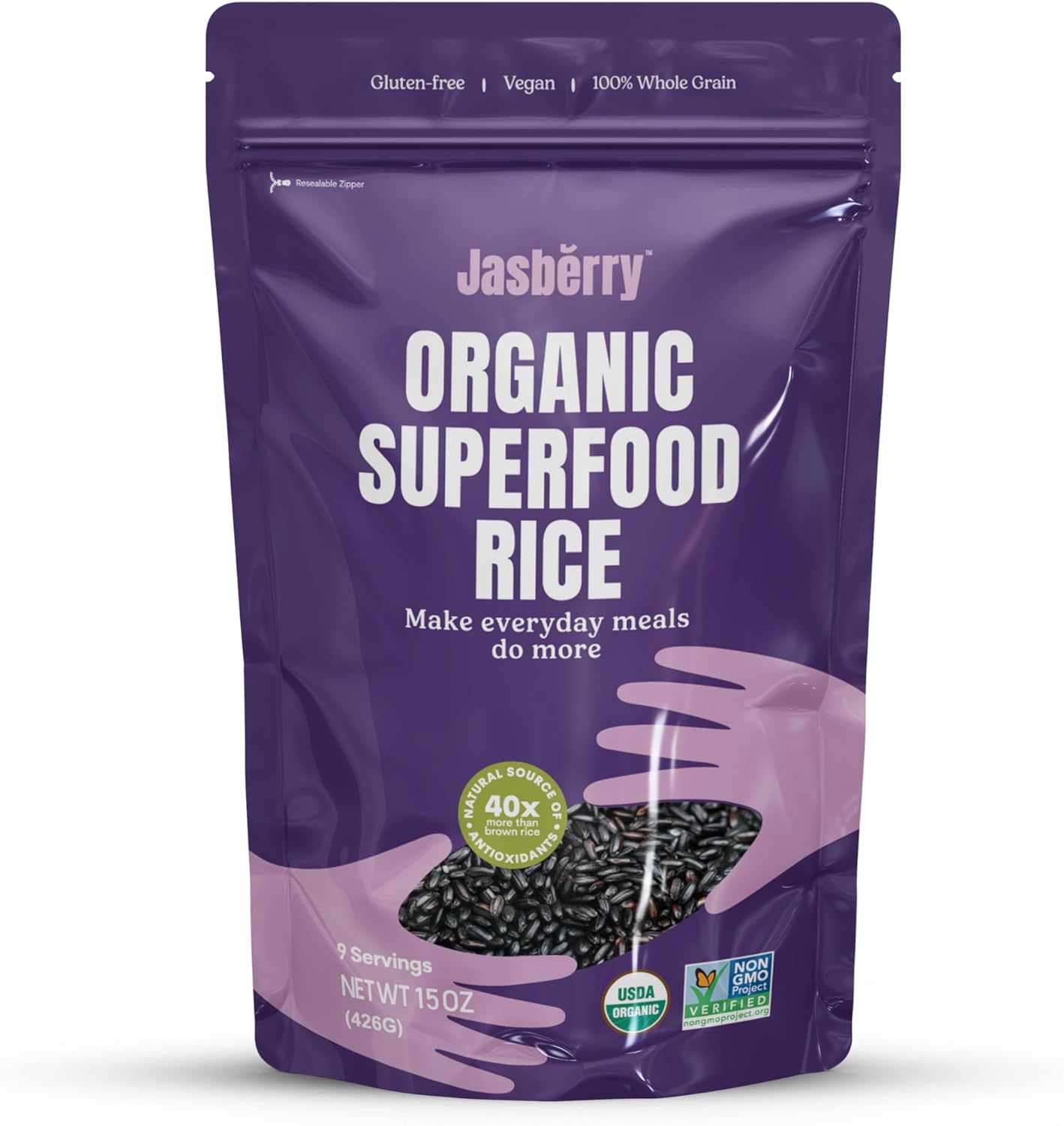 Jasberry Organic Superfood Rice: Gluten-Free, Nutrient-Rich. Health Food, Packed with Antioxidants